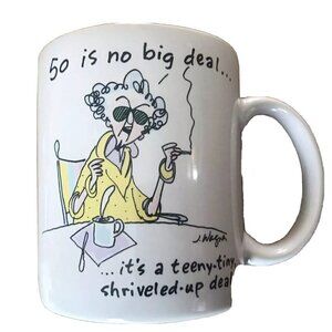 Vtg 1988 Hallmark coffee mug 50 Is No Big Deal...it’s A Teeny-tiny Shriveled Up